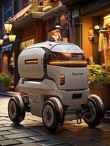 都市中的快递机器人背景图片