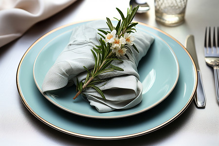 盛宴中的餐巾鲜花背景图片