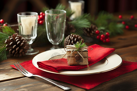 圣诞节的餐桌装饰背景图片