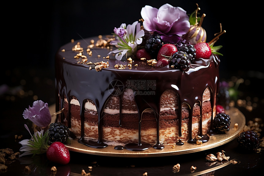 甜蜜的巧克力蛋糕图片