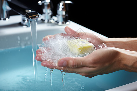 洗净细菌干净的双手背景图片