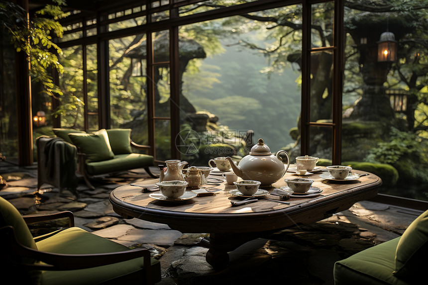 幽静的中式茶馆图片
