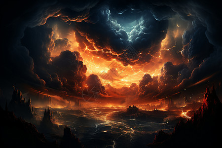 地球磁场天空的火烧云插画