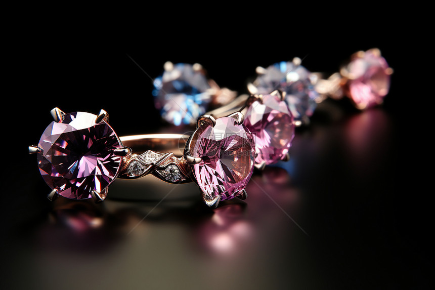 时尚的粉色钻石戒指图片
