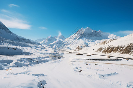 冰雪中的壮丽山景背景图片