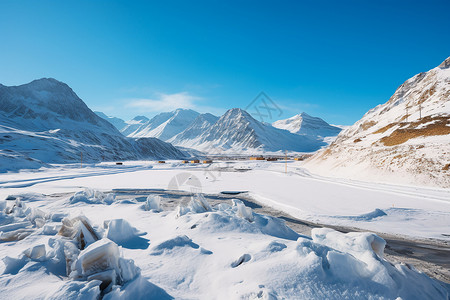 白雪皑皑冰川峰顶背景图片