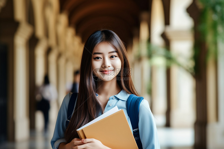 面带微笑的女大学生