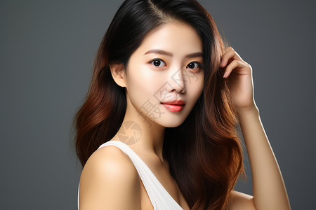 清新容颜的亚洲女子背景图片
