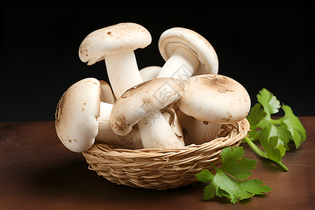 新鲜采摘的口蘑背景图片