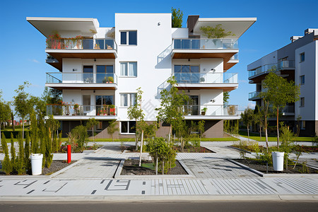 多户型的公寓房屋住宅园区背景图片