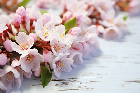 春季花园绽放的樱花花朵背景图片