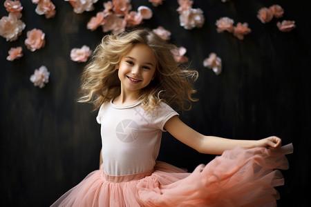 开心跳舞的外国小女孩背景图片