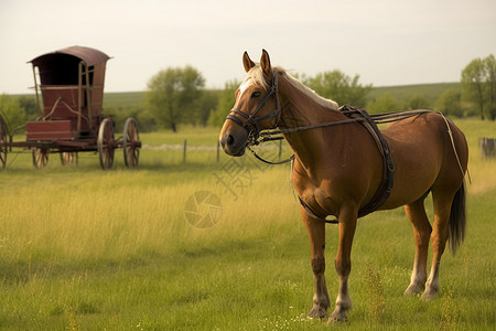 农场中的马匹背景图片