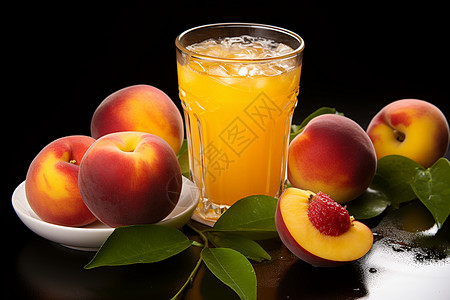新鲜榨汁的桃汁背景图片