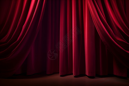 红色闪亮幕布剧院的红色幕布背景
