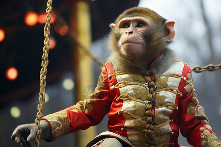 马戏团的猴子表演背景图片