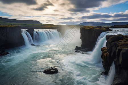 神奇邂逅冰岛神奇瀑布背景