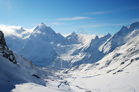 冰雪皑皑的高山景观背景图片