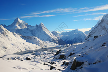 冰雪皑皑的山脉背景图片