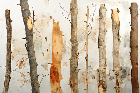 树林木材环境艺术中的树林插画