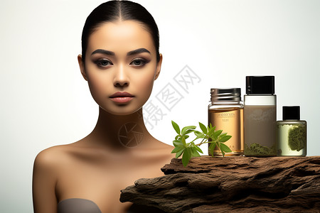 自然皮肤护理的女性背景图片