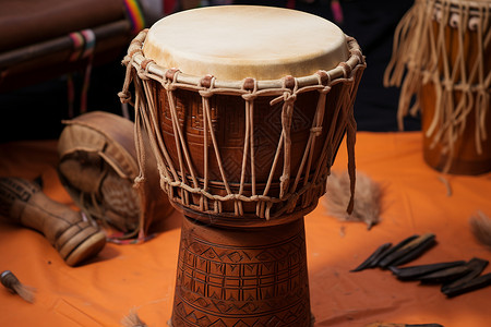 手工制作的非洲鼓背景图片