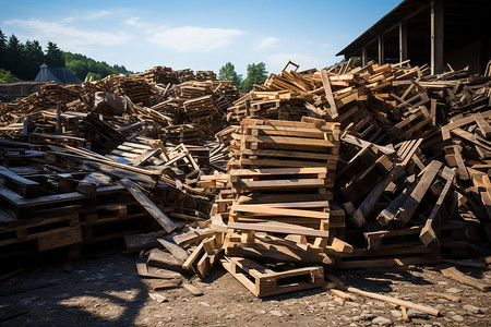 废弃木材堆积背景图片
