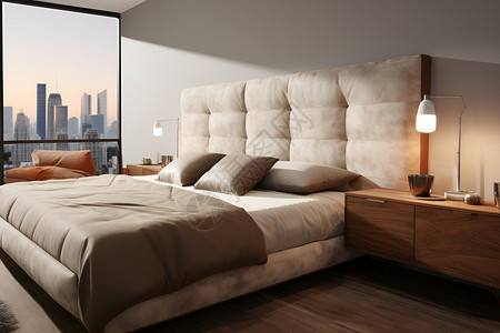 房间内舒适的大床设计背景图片