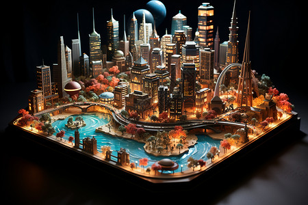模型的城市建筑背景图片