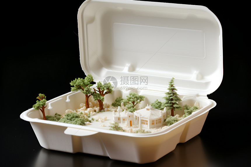 餐盒里的模型建筑图片