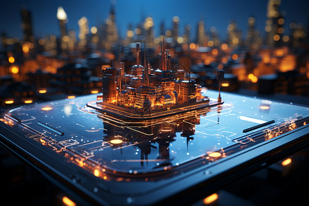 科技的城市模型背景图片