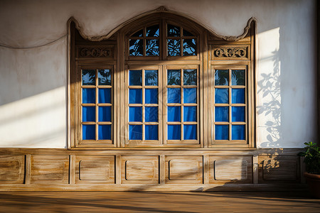 老式木框窗户背景图片