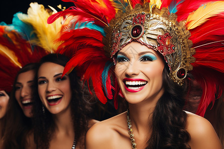 开心大笑的狂欢节女性背景图片