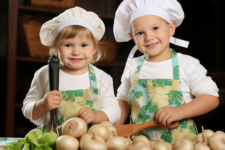 穿着厨师衣服的孩子高清图片