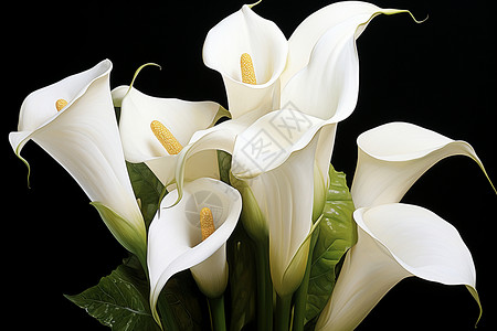 一束白色百合花在绽放高清图片