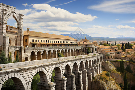 古老的石桥建筑背景图片