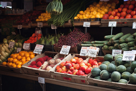 市场摊位的水果背景图片
