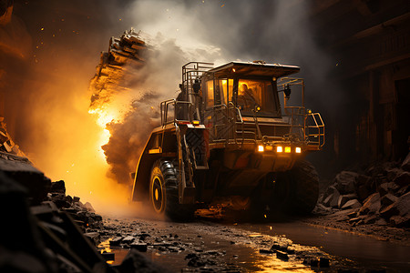 煤矿中的卡车背景图片