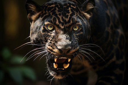 凶猛可怕的豹子背景图片