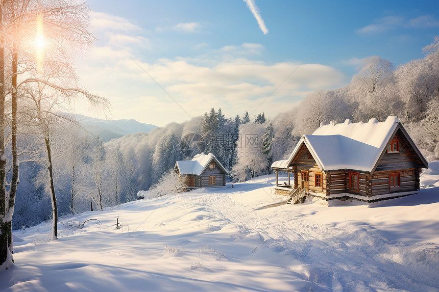温馨冬季小屋图片