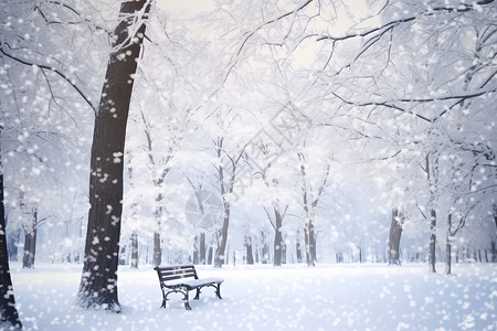 林中雪景背景图片
