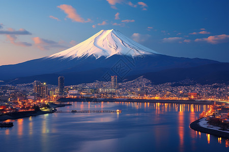 天空下的富士山背景图片