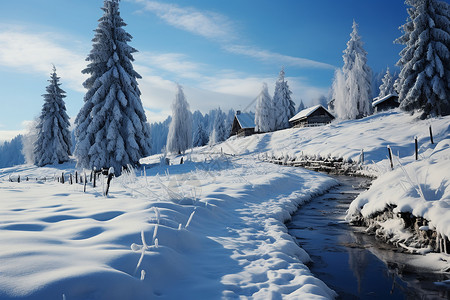 冬季小溪背景图片