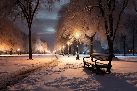 雪景路灯夜色雪景背景