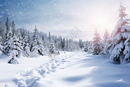 森林冬日景观背景图片