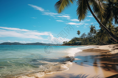 棕榈树旁的沙滩背景图片