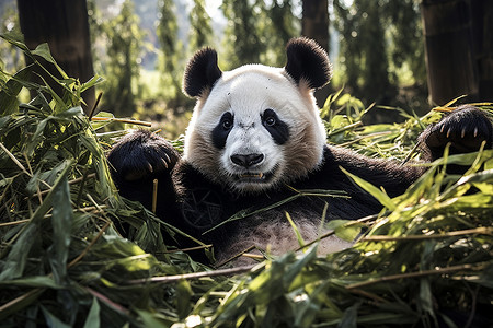 快乐的熊猫背景图片