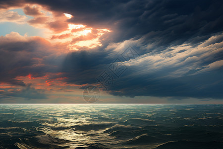 日落时分的海洋背景图片