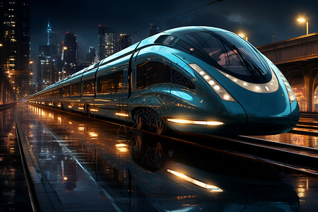 未来城市中的列车背景图片