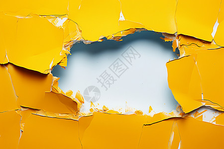 撕裂的黄色墙壁背景图片
